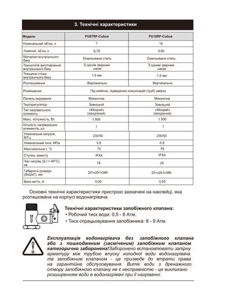 Willer PU10RF-Cubus 10 л електричний накопичувальний горизонтальний водонагрівач WIL-82109-W фото